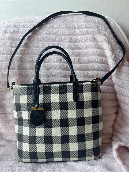 Lauren Ralph Lauren Handbags - Ralph Lauren Black and White Check Tote Bag with Handles and Strap